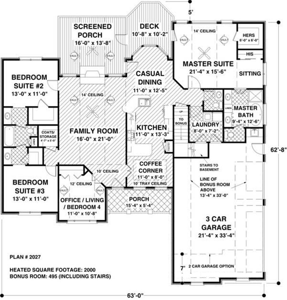 Floor Plan First Story of Craftsman Plan #109-1047
